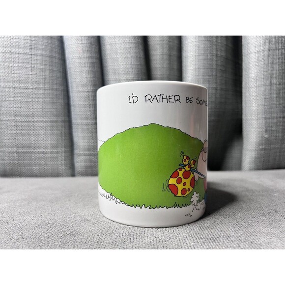 VTG Russ Berrie Coffee Mug Id Rather Be Somewhere Else Outdoors Schneider - Picture 2 of 9